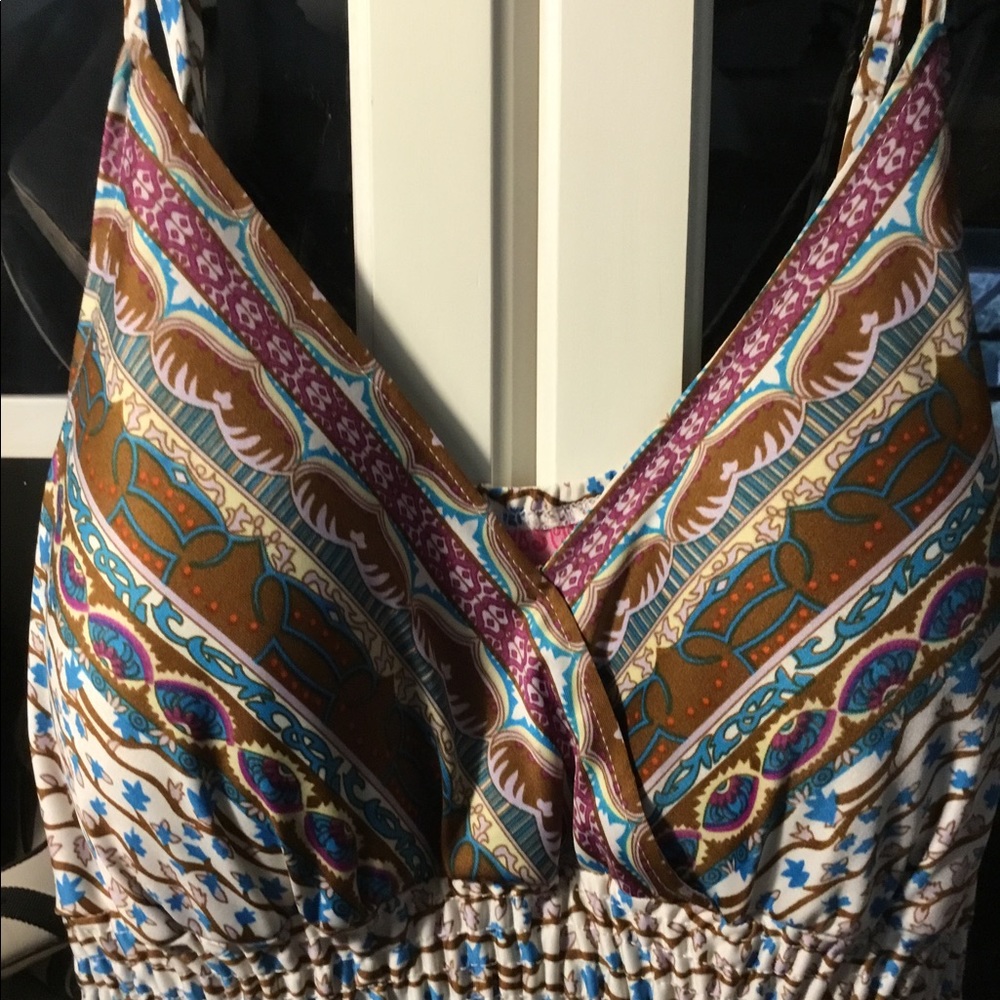 Printed spaghetti strap maxi dress